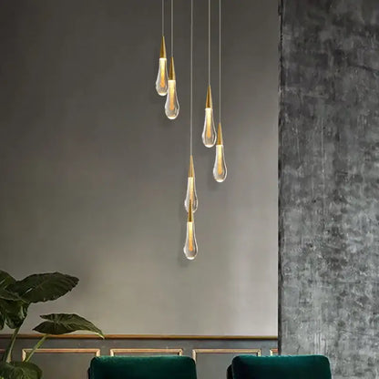 Gold Teardrop Chandelier by Decorbites with six pendant bulbs on Tampa Home & Garden Store