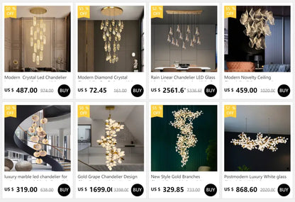 Luxury Gold and Crystal Teardrop Chandelier