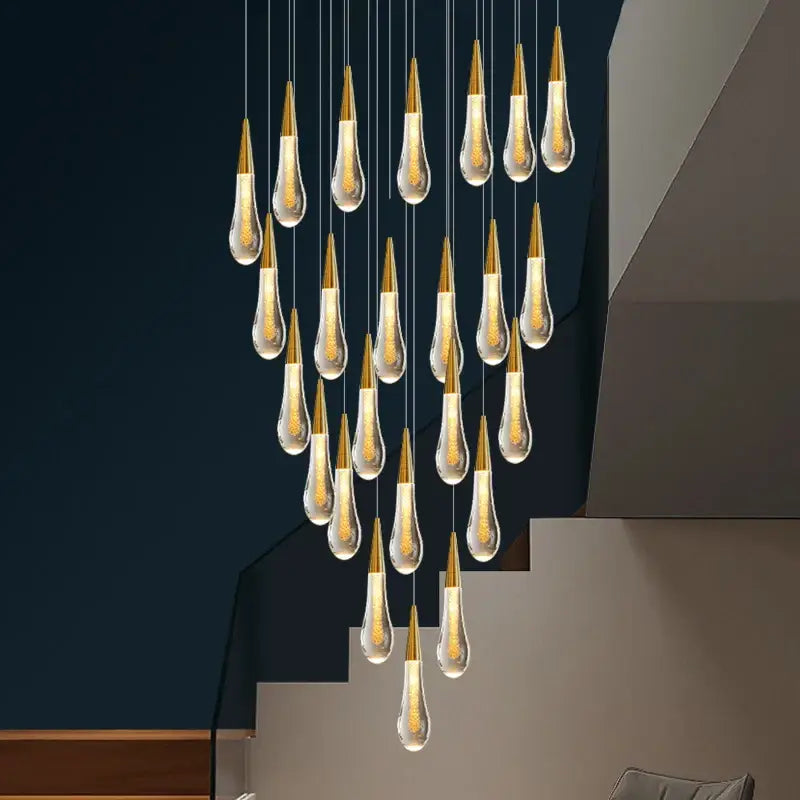 Gold Teardrop Chandelier with brass-tipped glass pendants by Decorbites on Tampa Home & Garden Store