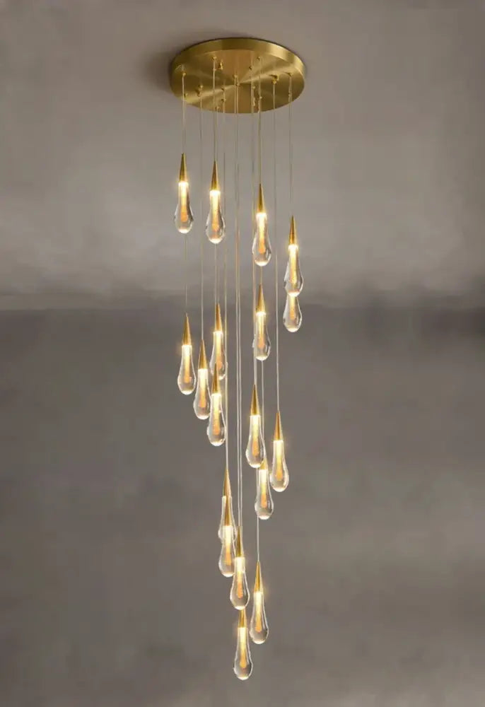 Gold Teardrop Chandelier by Decorbites with glass teardrops and gold tips on Tampa Home & Garden Store