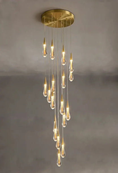 Gold Teardrop Chandelier by Decorbites with glass teardrops and gold tips on Tampa Home & Garden Store