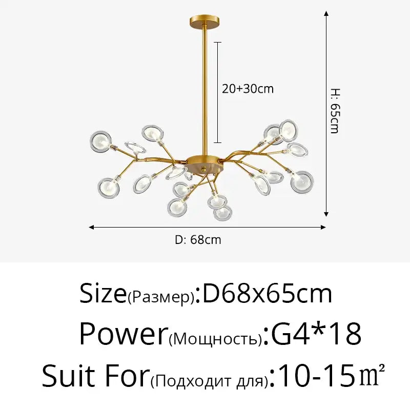 Gold Globe LED Chandelier with Warm and Soft Glow