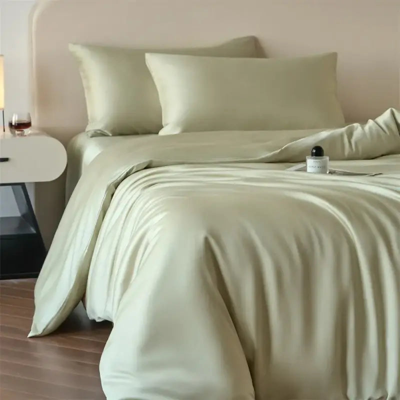 Luxurious beige lyocell silk duvet cover set with matching pillowcases (2) by Decorbites on Tampa Home & Garden Store