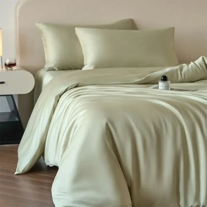 Luxurious beige lyocell silk duvet cover set with matching pillowcases (2) by Decorbites on Tampa Home & Garden Store
