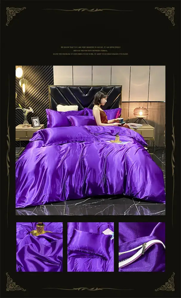 Pink and Gold Silk Bedding Set For a Cozy Room