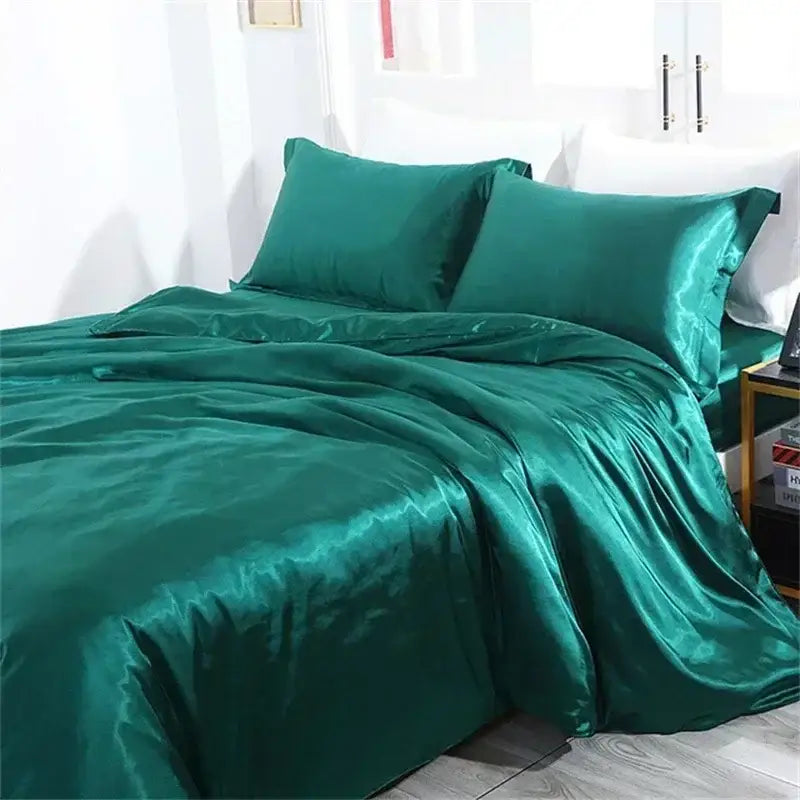 Lavender Satin Bedding Duvet Cover and Pillow Set