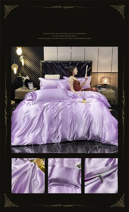 Premium Teal Satin Bedding Set and Pillow Cases