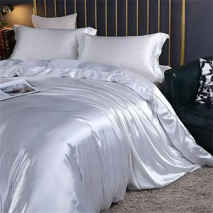Premium Blue and Gold Mulberry Silk Bedding Set