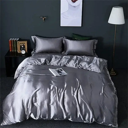 Premium Blue and Gold Mulberry Silk Bedding Set