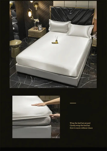 Premium Blue and Gold Mulberry Silk Bedding Set