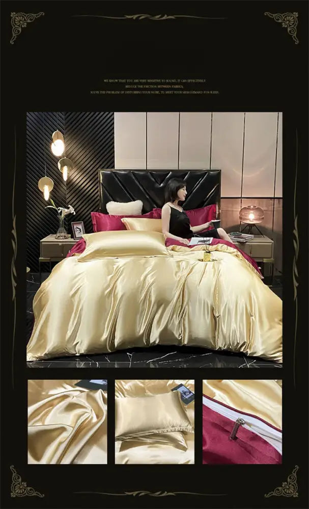 Luxurious Mulberry Silk and Burgundy Bedding