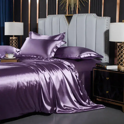 Teal Satin Duvet Set With a Sheet and Cover
