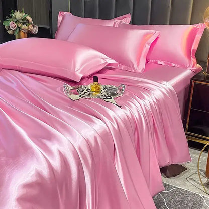 Teal Satin Duvet Set With a Sheet and Cover