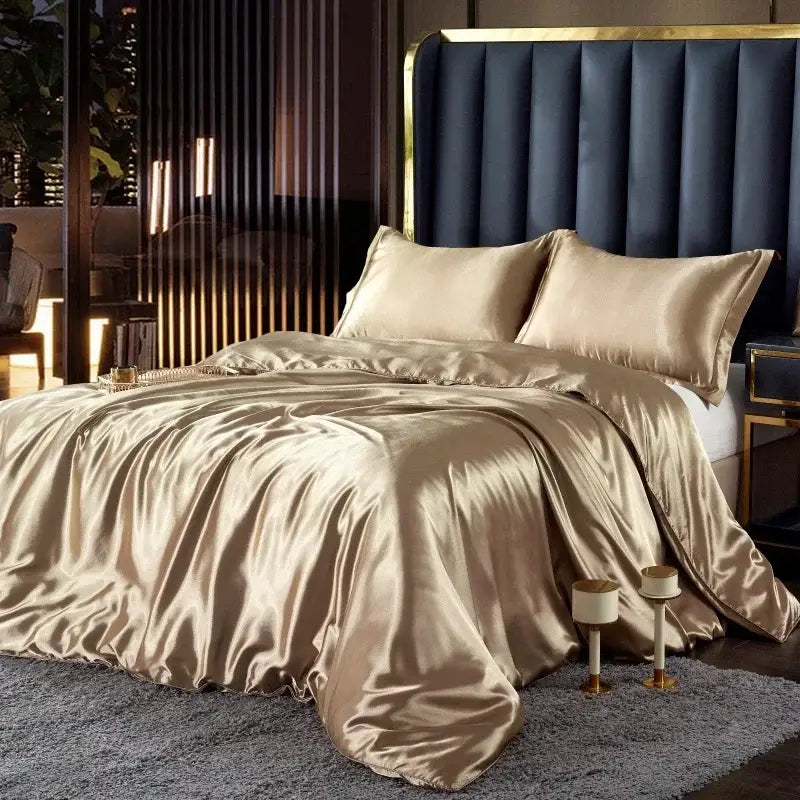 Paris Blue Silk Set with Duvet Cover and Sheets