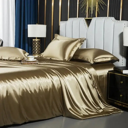 Paris Blue Silk Set with Duvet Cover and Sheets