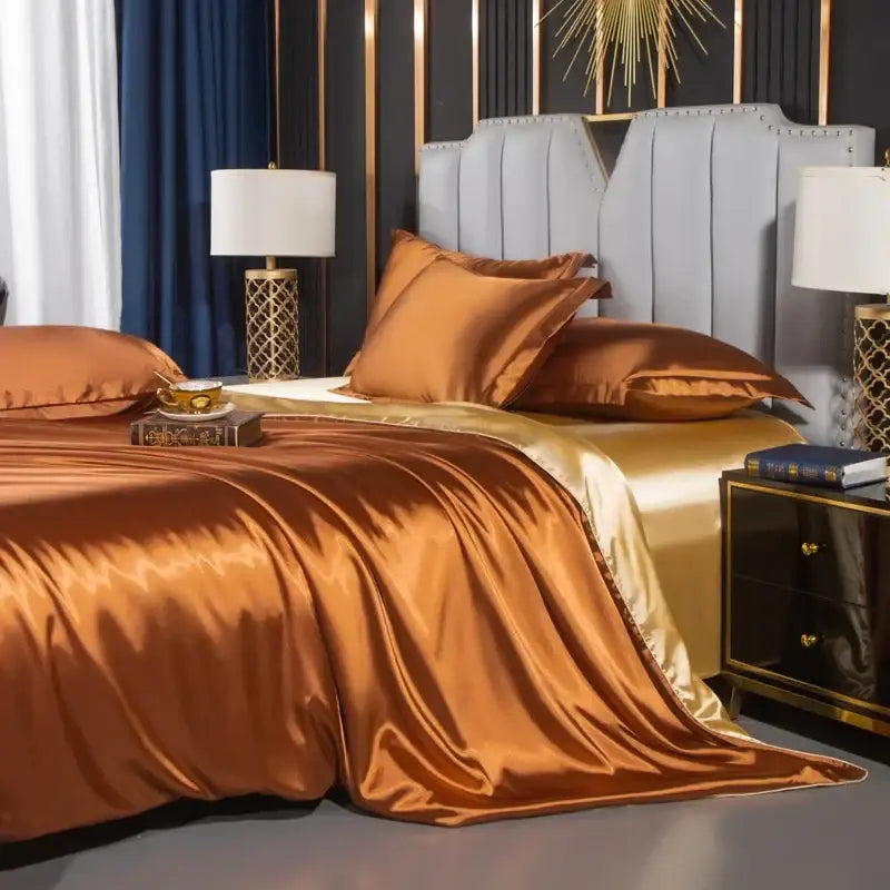 Luxurious Champagne Gold Nordic Silk Bedding
