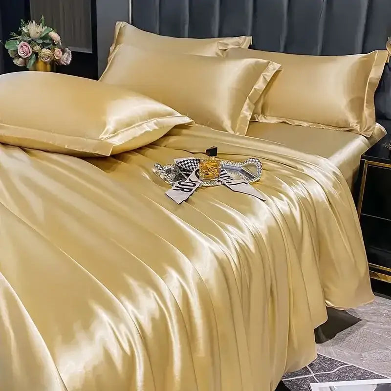 Luxurious Champagne Gold Nordic Silk Bedding