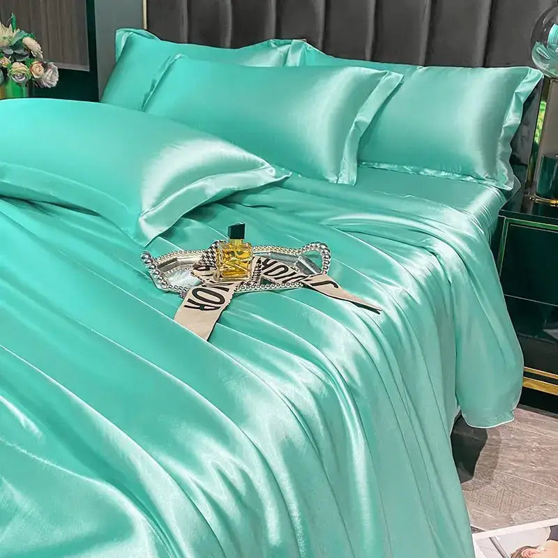 Premium Bronze Satin and Gold Trim Bedding Set