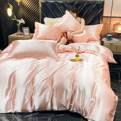 Lavender Rayon Silk Duvet Cover and Pillow Cases