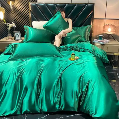 Modern Gold Rayon Silk Bedding and Sheet Set