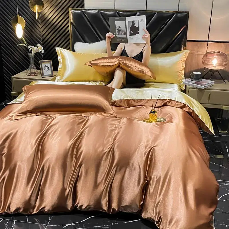 Lavender Rayon Silk Duvet Cover and Pillow Cases