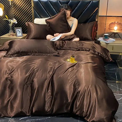 Modern Gold Rayon Silk Bedding and Sheet Set