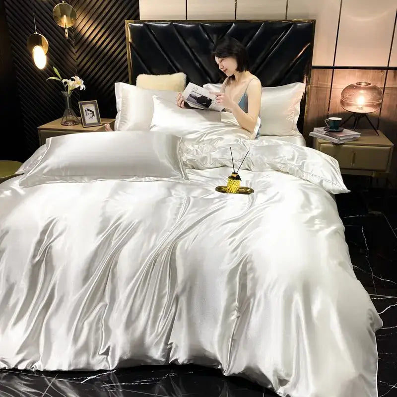 Modern Gold Rayon Silk Bedding and Sheet Set