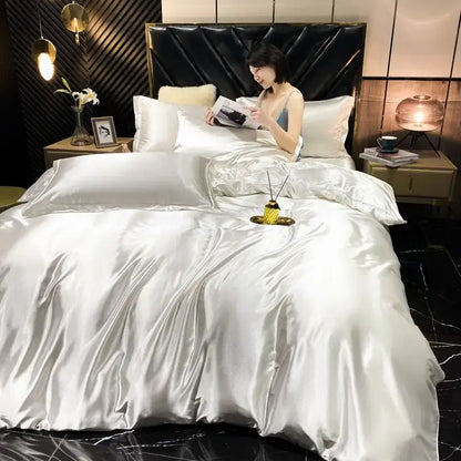 Modern Gold Rayon Silk Bedding and Sheet Set