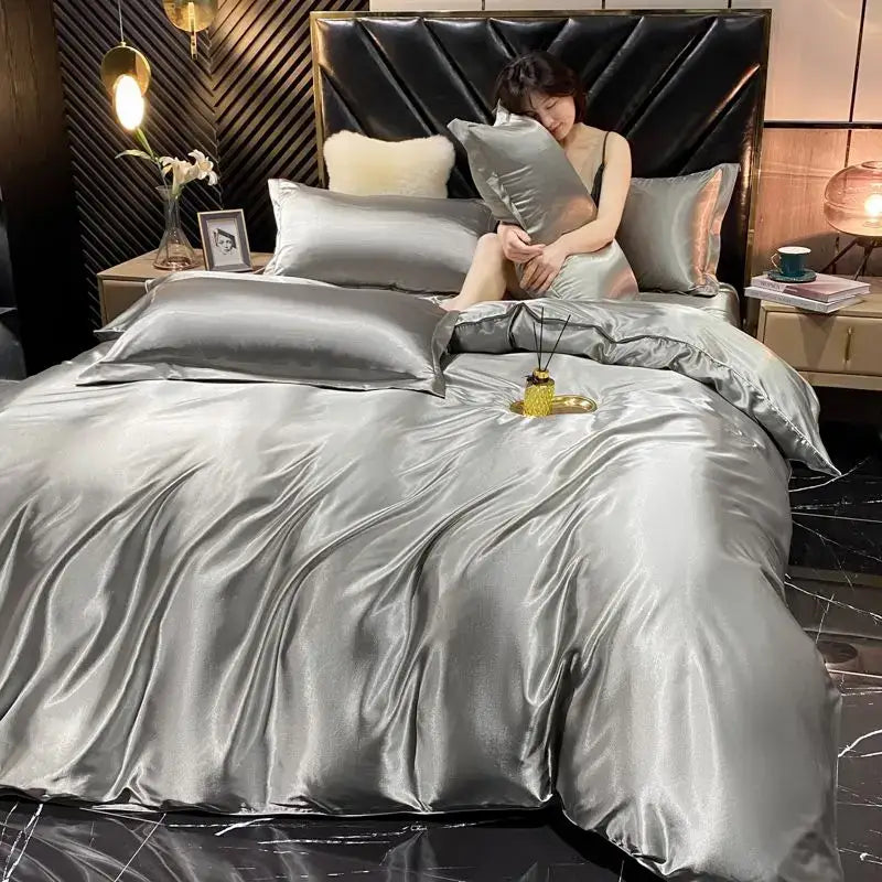 Modern Gold Rayon Silk Bedding and Sheet Set