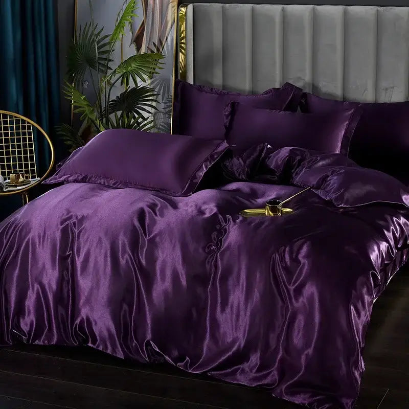 Luxury White Satin Duvet Cover and Sheet Set