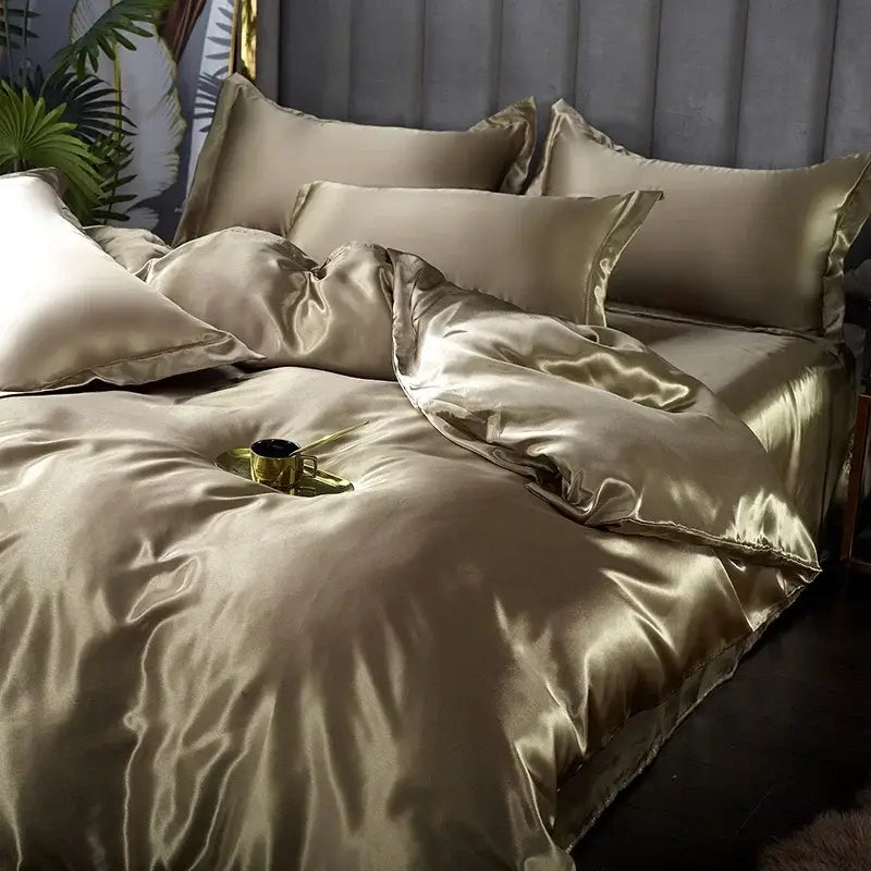 Premium White Silk Bedding And Pillow Case