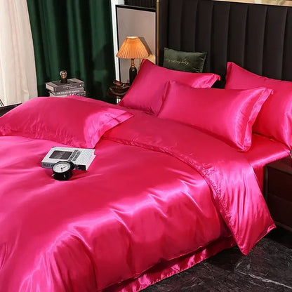Gold Red Satin Bedding duvet cover set by Decorbites in hot pink satin on Tampa Home & Garden Store