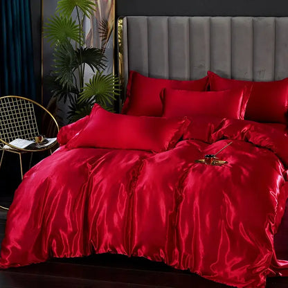 Luxury Camel Silk Duvet Set and Satin Sheets