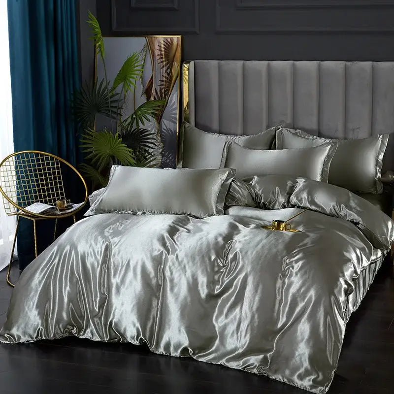 Luxury Camel Silk Duvet Set and Satin Sheets