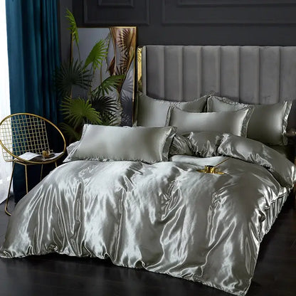 Luxury Camel Silk Duvet Set and Satin Sheets