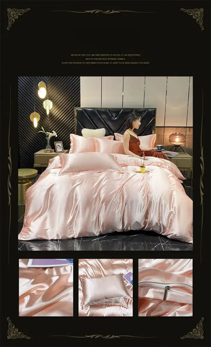 Teal Mulberry Silk Bedding Set and Queen