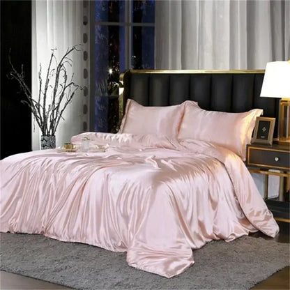 Pink Satin Ruffled Bedding Set and Sheets