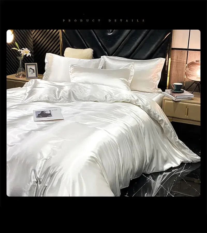 Pink Satin Ruffled Bedding Set and Sheets