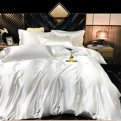 Pink Satin Ruffled Bedding Set and Sheets