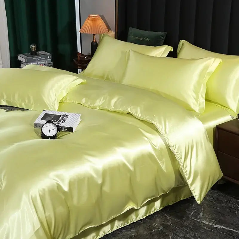 Premium Dark Green Satin Duvet and Sheets