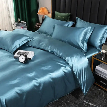 Premium Dark Green Satin Duvet and Sheets
