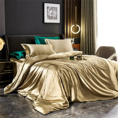 Light Jade Silk Bedding Set and a Duvet Cover