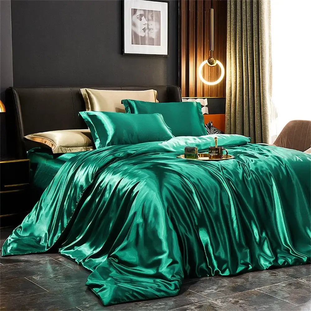Light Jade Silk Bedding Set and a Duvet Cover