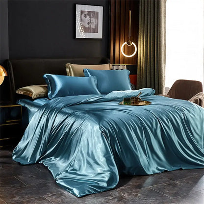 Light Jade Silk Bedding Set and a Duvet Cover