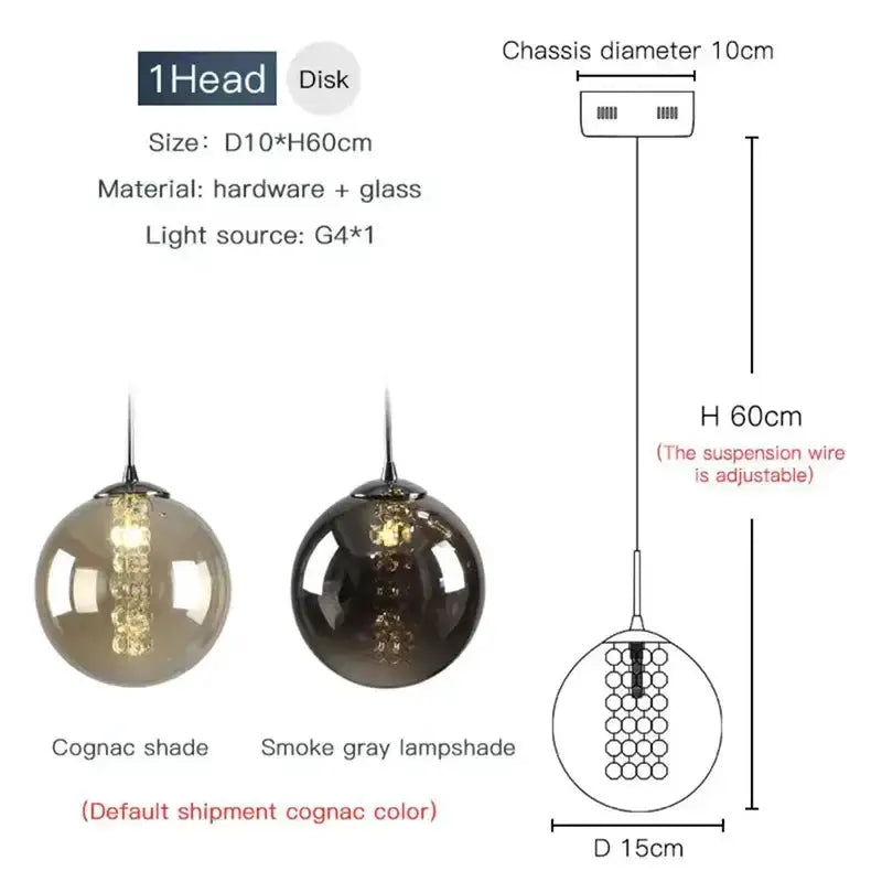 Chandelier Decorbites modern loft amber glass spiral pendant with cognac or smoke gray shade on Tampa Home & Garden Store