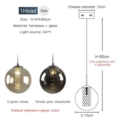 Chandelier Decorbites modern loft amber glass spiral pendant with cognac or smoke gray shade on Tampa Home & Garden Store
