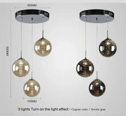 Chandelier Modern loft amber and cognac glass spiral pendant by Decorbites, 2 pendants on Tampa Home & Garden Store