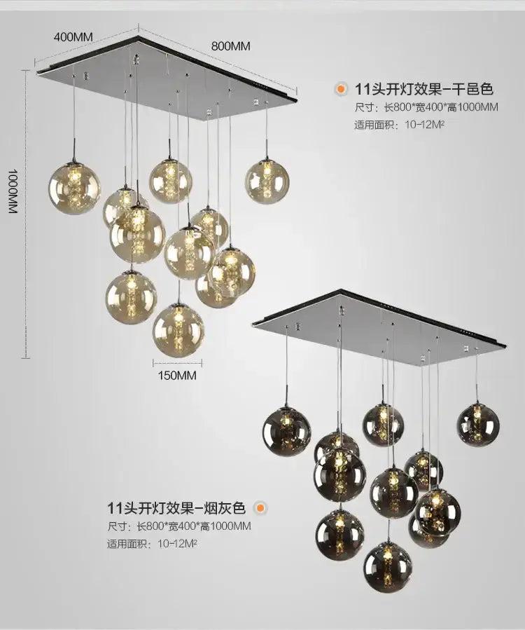 Chandelier Decorbites modern loft dark amber glass spiral pendant, 11-light fixture on Tampa Home & Garden Store