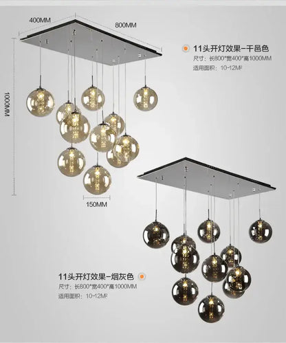 Chandelier Decorbites modern loft dark amber glass spiral pendant, 11-light fixture on Tampa Home & Garden Store