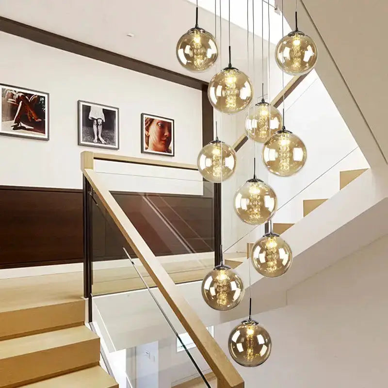 Chandelier: modern loft dark amber glass spiral pendant with multiple globes Decorbites on Tampa Home & Garden Store